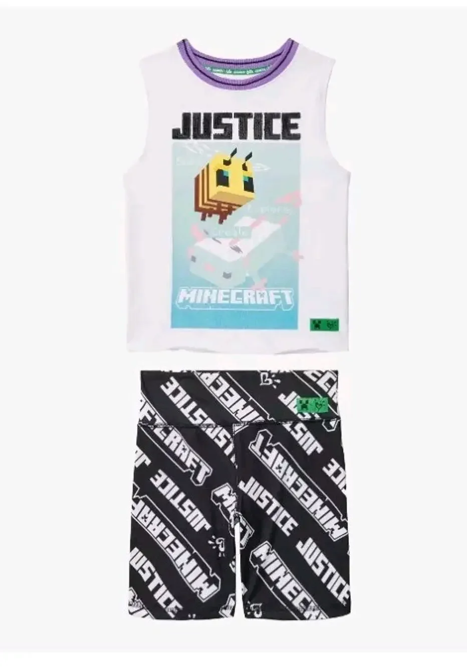 Justice Minecraft Tank Top Bike Shorts Outfit Girls(16P-18P)